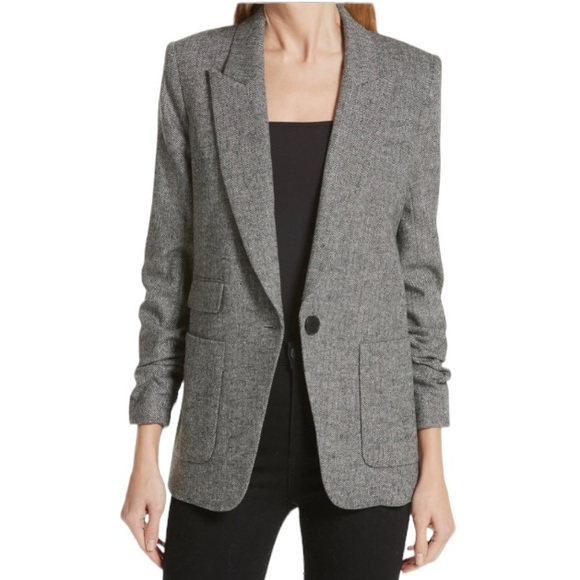 Veronica Beard Jackets & Blazers - Veronica Beard Kasson One Button Blazer Herringbone Black White Sz 6